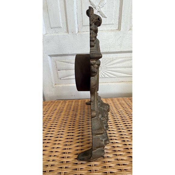 Antique 1880s Cast Iron Gold GIlt Clock Mermaids Womans Face Ornate Running - Picture 7 of 16